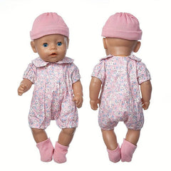 Pink Four Piece Doll Clothes Set for 17-inch Born Baby Doll