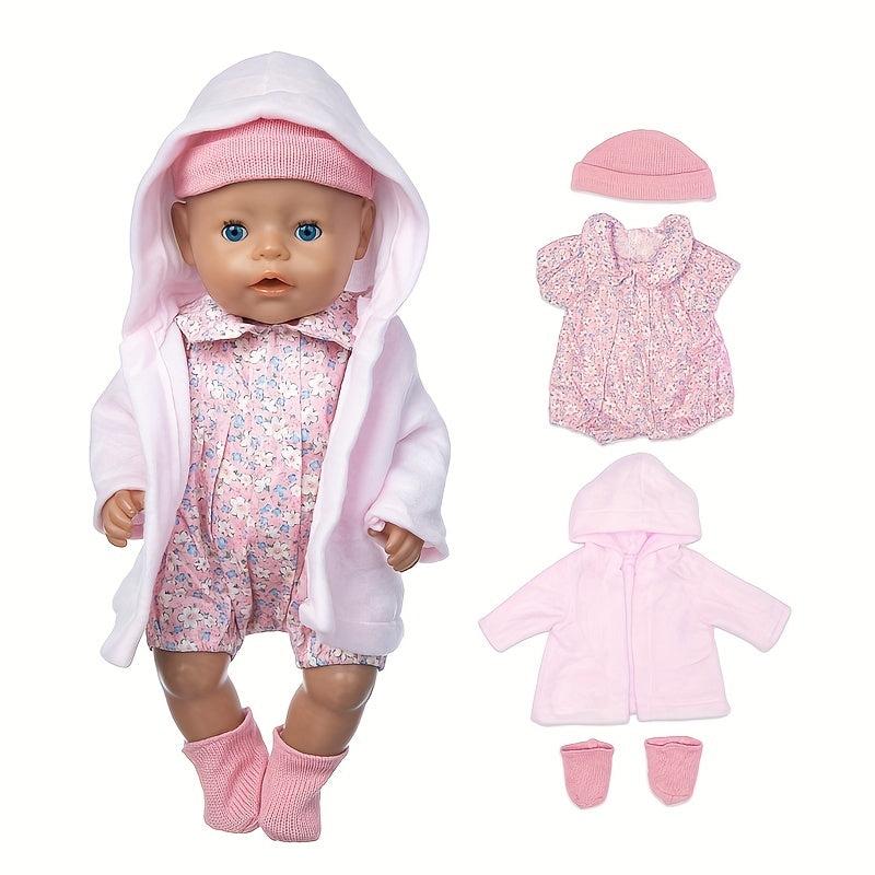 Pink Four Piece Doll Clothes Set for 17-inch Born Baby Doll