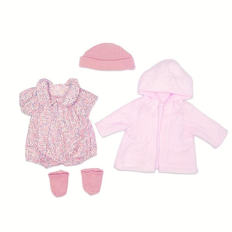 Pink Four Piece Doll Clothes Set for 17-inch Born Baby Doll