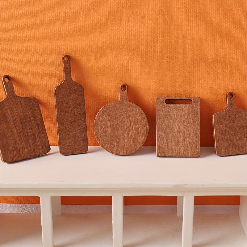 10pcs 1:12 Dollhouse Cutting Board Wooden Mini Kitchen Accessories
