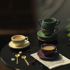 3pcs 1:12 Dollhouse Mini Furniture Coffee Cup Saucer Spoon Set