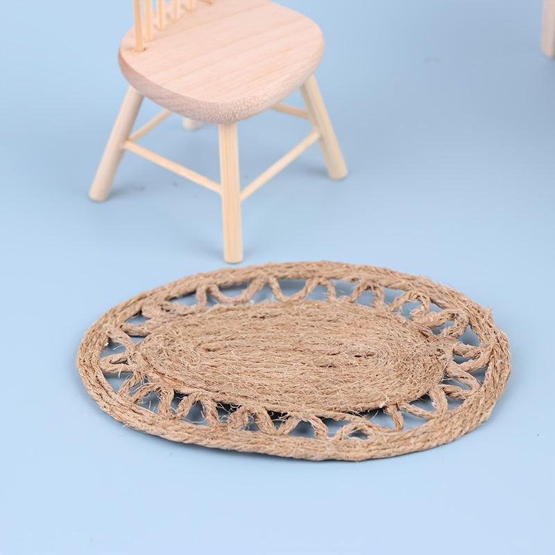 Doll House Mini Elliptical Hemp Rope Carpet Ornament