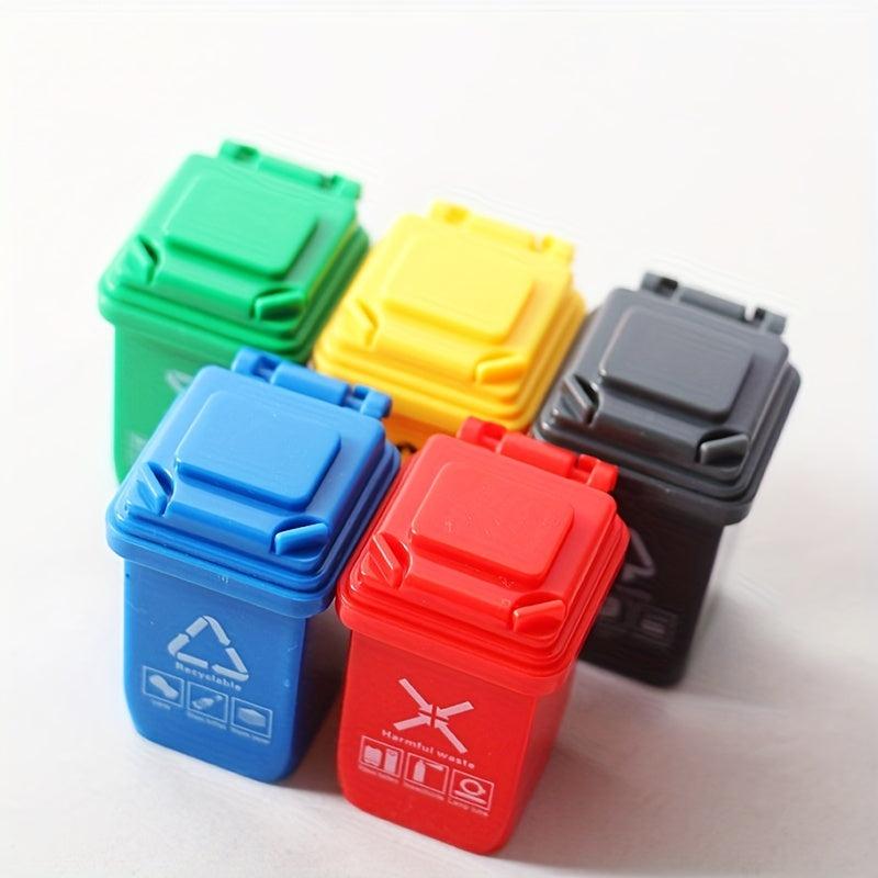 Mini Trash Can with Openable Cover for Dollhouse Play House Decoration