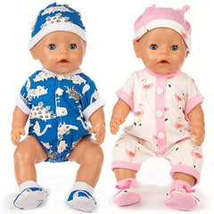 Newborn Baby Doll Clothes One-piece Pajamas Set for 17-18 Inch Dolls