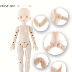 28cm BJD Doll Make up Open Eye Muscle 22 Joint Voxel Head