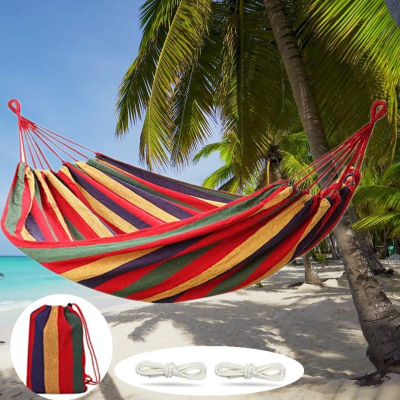 Portable Summer Beach Camping Hammock 400lbs Capacity Travel Bag Outdoor Indoor