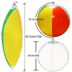 12-Piece Set Inflatable Beach Balls - 12 Inches - Rainbow Colors