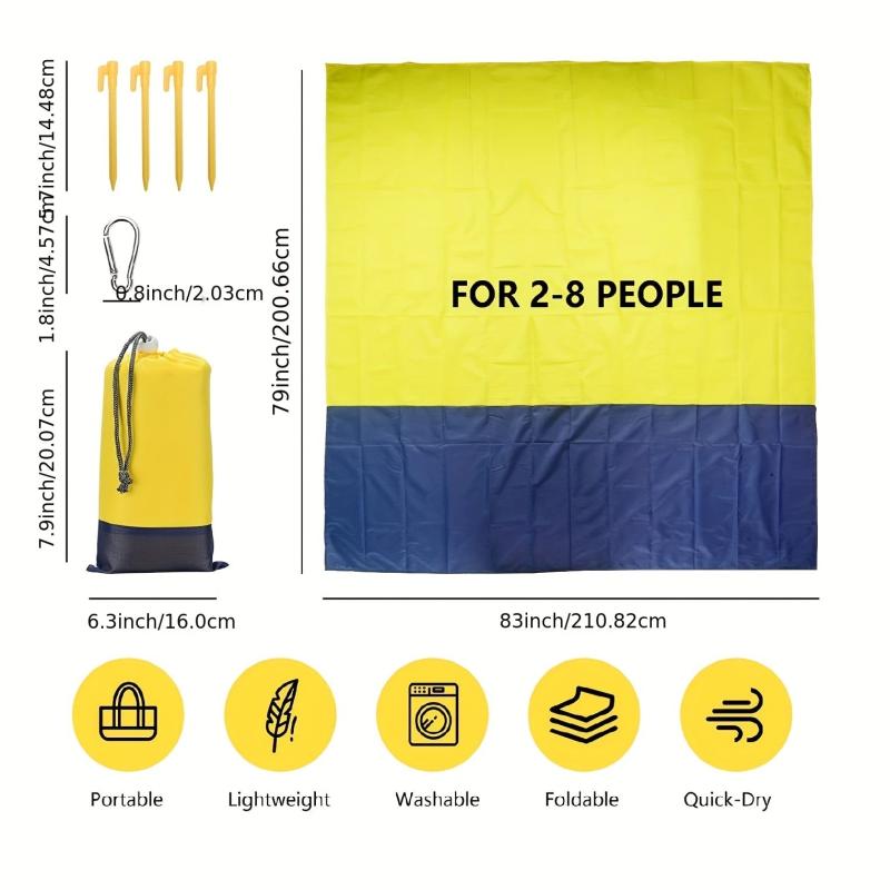 Large Waterproof Picnic Blanket Beach Mat 210x200cm Yellow