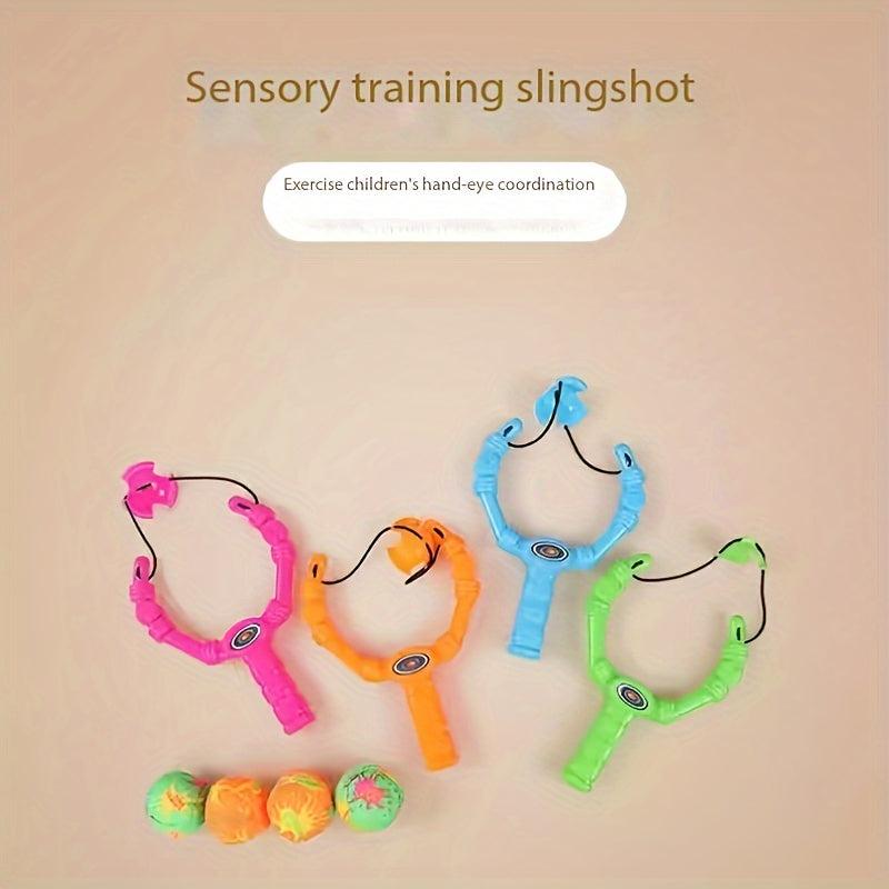 Children's Outdoor Plastic Slingshot with Cloth Ball Shooting Training