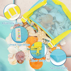 3 Pack Beach Toy Mesh Bags for Seashells & Toys