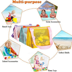 3 Pack Beach Toy Mesh Bags for Seashells & Toys