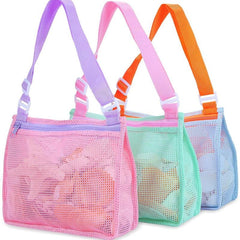 3 Pack Beach Toy Mesh Bags for Seashells & Toys