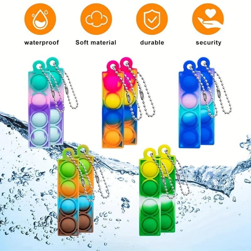 Pop Fidget Toy Keychain Bulk Pack - Stress Relief Hand Toys Set