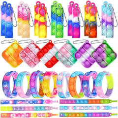 Pop Fidget Toy Keychain Bulk Pack - Stress Relief Hand Toys Set