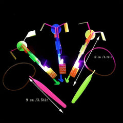 5pcs LED Flying Arrows Rocket Helicopters Party Fun Slingshot Flying Helicopters