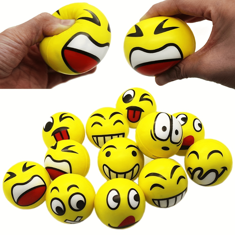 Random Style Face Stress Balls 6pk Squeeze Tension Relief Relaxation Fidget Toys