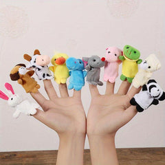 10PCS Mini Animal Finger Puppets Set Educational Story Time Toys