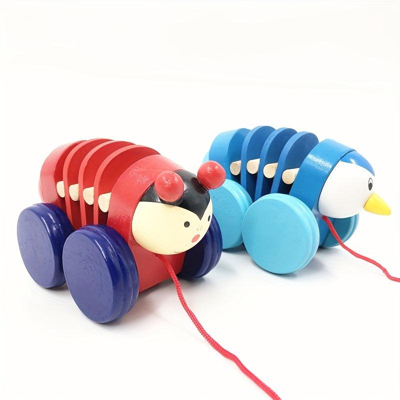 Bamboo and Wood Caterpillar Cart Toy - Educational Gift for Kids