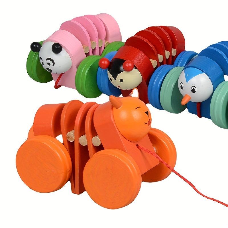 Bamboo and Wood Caterpillar Cart Toy - Educational Gift for Kids