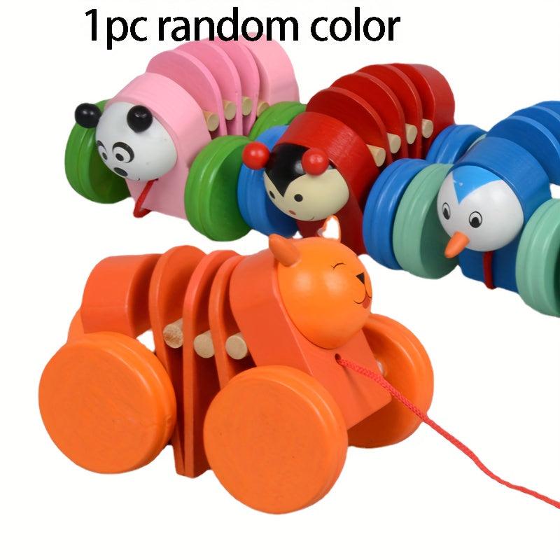 Bamboo and Wood Caterpillar Cart Toy - Educational Gift for Kids
