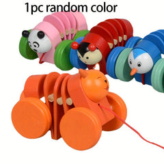 Bamboo and Wood Caterpillar Cart Toy - Educational Gift for Kids