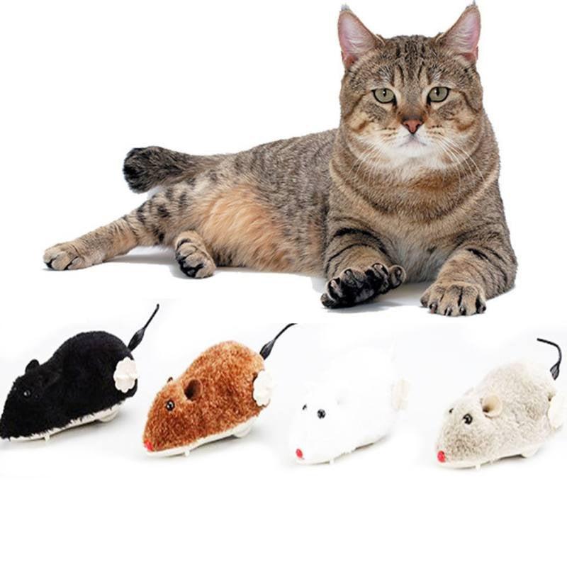 2pcs Wind Up Plush Mouse Toy For Indoor Cats Interactive Cat Toys