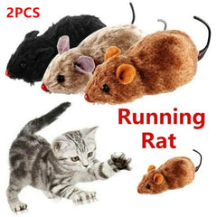 2pcs Wind Up Plush Mouse Toy For Indoor Cats Interactive Cat Toys