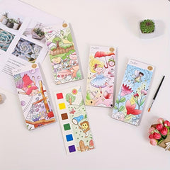 12pcs Kids Watercolor Coloring Book Set with Paint Pens & Paper