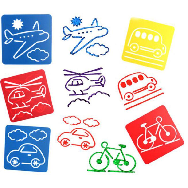 Montessori Kids DIY Animal Car Painting Stencils Art Craft Learning Toy