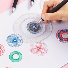 10pcs Spirograph Drawing Toy Set Interlocking Gears & Wheels Geometric Ruler