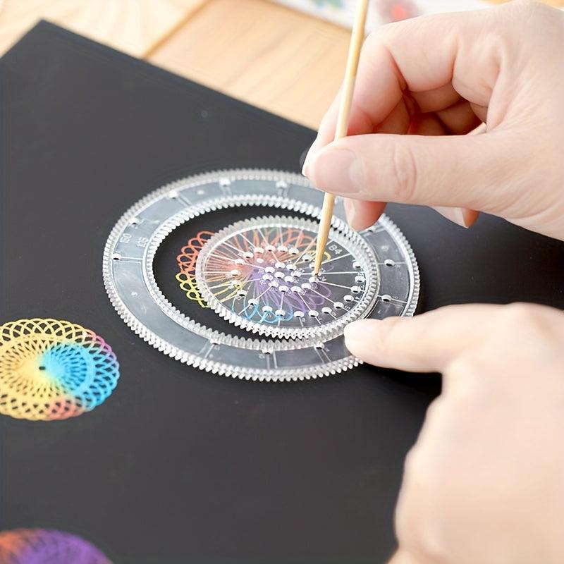 10pcs Spirograph Drawing Toy Set Interlocking Gears & Wheels Geometric Ruler