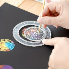 10pcs Spirograph Drawing Toy Set Interlocking Gears & Wheels Geometric Ruler