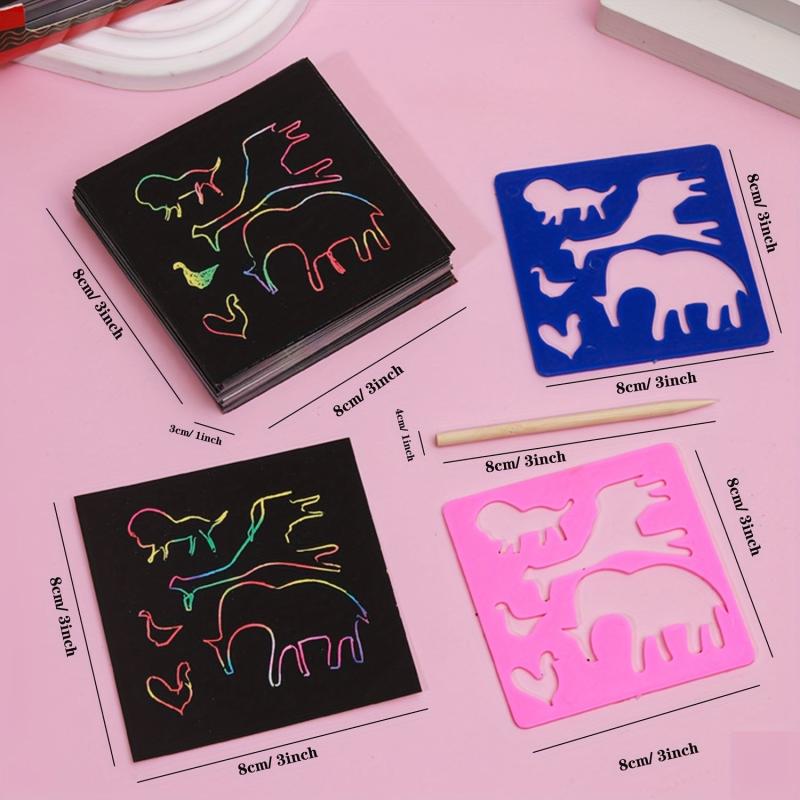 Scratch Paper Art Rainbow Scratch Off Craft Kit 100pcs