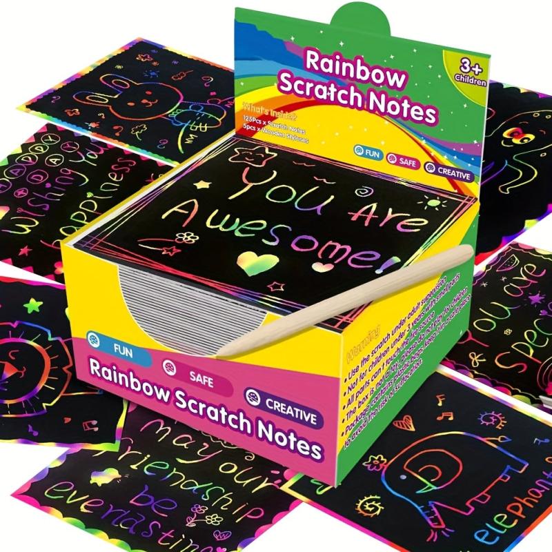 Scratch Paper Art Rainbow Scratch Off Craft Kit 100pcs
