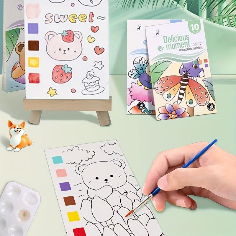 Watercolor Painting Kids Kit Coloring Book Sticky Note Graffiti Picture Book