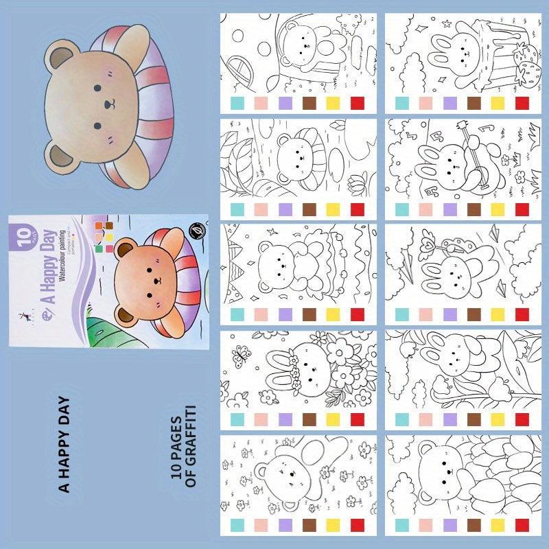 Watercolor Painting Kids Kit Coloring Book Sticky Note Graffiti Picture Book