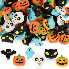 30pcs Halloween Erasers Pumpkin Ghost Skull Bat Erasers For Trick Or Treat