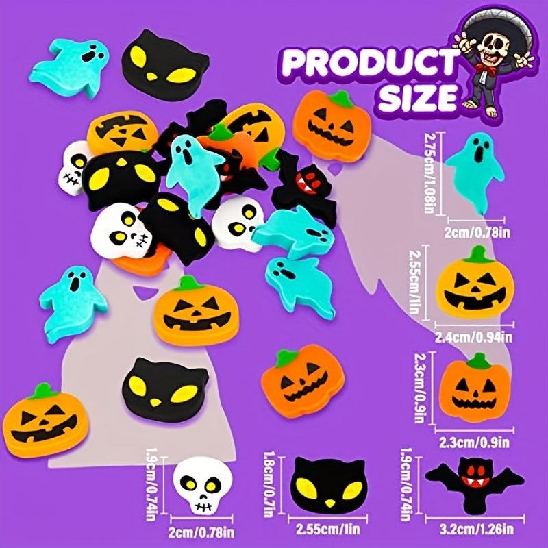30pcs Halloween Erasers Pumpkin Ghost Skull Bat Erasers For Trick Or Treat