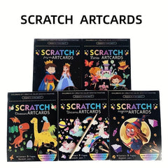 9pcs Scratch Drawing Craft Kit for Kids Birthday Unicorn Dinosaur Ocean