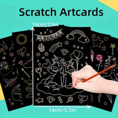 9pcs Scratch Drawing Craft Kit for Kids Birthday Unicorn Dinosaur Ocean