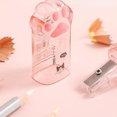 Adorable Cat Claw Pencil Sharpener Heart Shaped For Girly Stationery