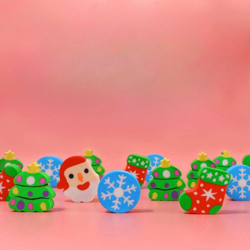 24pcs Christmas Pencil Eraser Party Gift Student Prize Holiday Gift