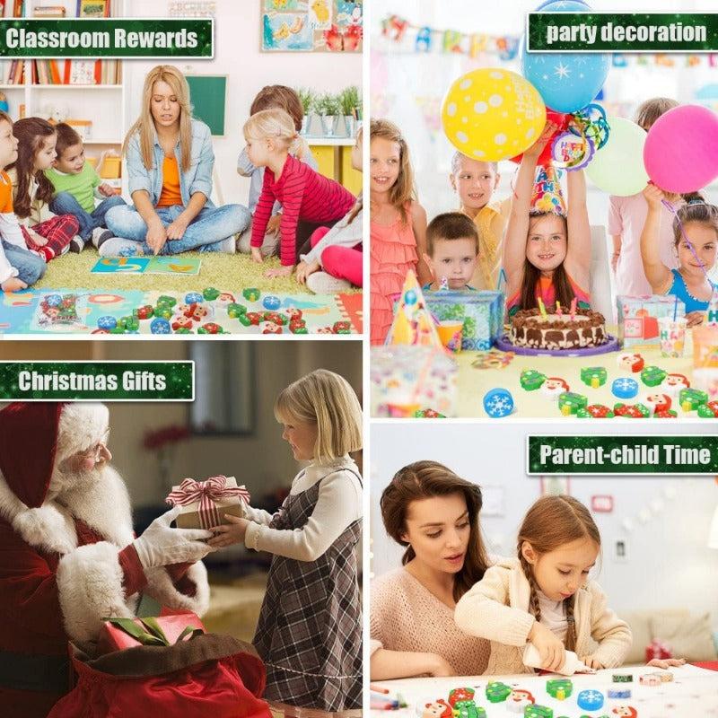 24pcs Christmas Pencil Eraser Party Gift Student Prize Holiday Gift