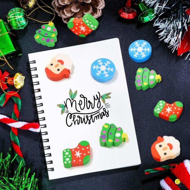 24pcs Christmas Pencil Eraser Party Gift Student Prize Holiday Gift