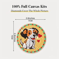 2pcs Dog Diamond Painting Car Coasters Car Interior Accessories