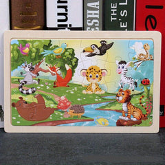 24 Piece Wooden Animal Puzzle for Early Education & Fun Holidays