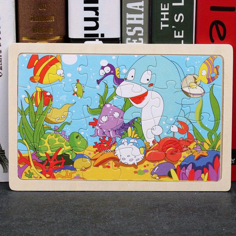 24 Piece Wooden Animal Puzzle for Early Education & Fun Holidays