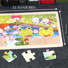 24 Piece Wooden Animal Puzzle for Early Education & Fun Holidays
