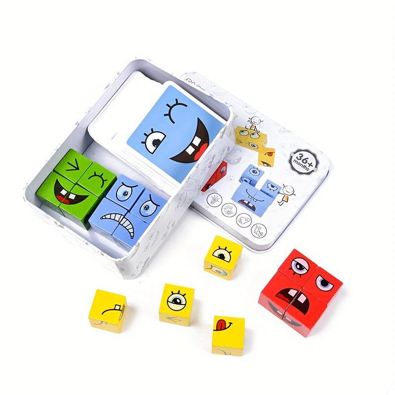 Interactive Face Changing Puzzle Building Blocks