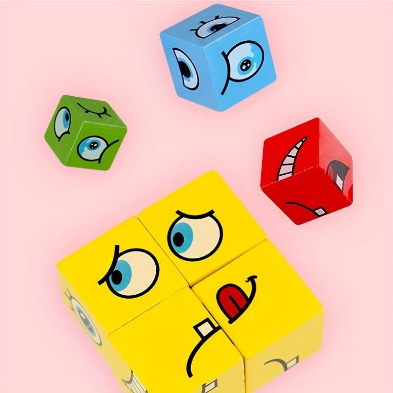 Interactive Face Changing Puzzle Building Blocks